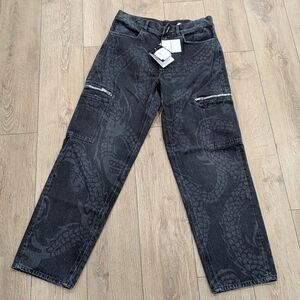 $1895 Mens Givenchy Loose Dragon Printed Carpenter Jeanss Black 32